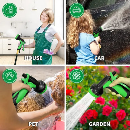 50 FT Flexible and Expandable Garden Hose  Strongest Triple Latex Core with 3/4″ Solid Brass Fittings and 8 Function Spray Nozzle, Easy Storage Kink Free Water Hose
