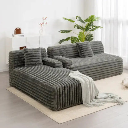 Cloud Modular Sectional Sofa  L-Shaped Upholstered Couch with Two Decorative Throw Pillows