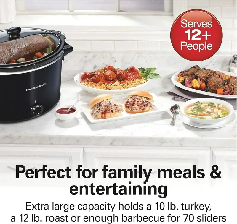 10-Quart Portable Slow Cooker  Heavy-Duty ‘Stay or Go’ Design with Secure Lid Lock