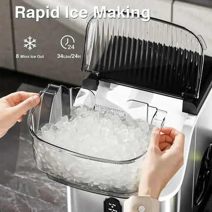 Countertop Nugget Ice Maker with Chewable Pellet Ice and Auto-Cleaning Function