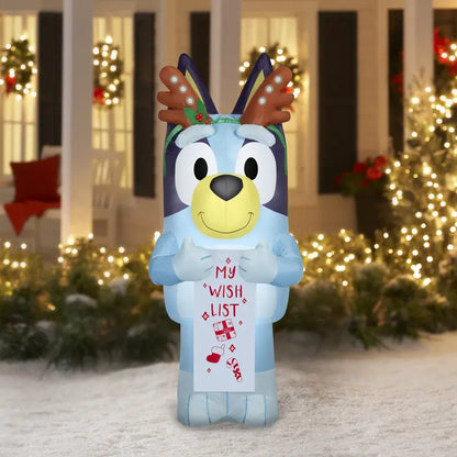 5.5ft Gemmy Bluey Airblown Inflatable Christmas Yard Decoration with Wish List