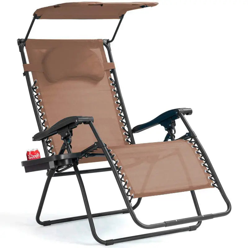 Wide Zero-Gravity Reclining Lounge Chair with Canopy Shade for Outdoor Relaxation