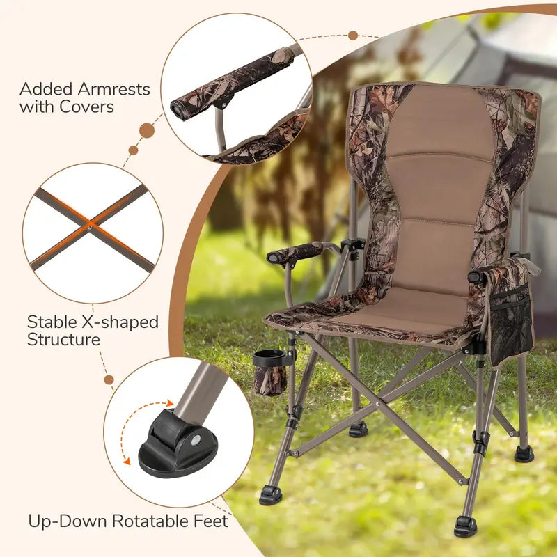 Heavy-Duty Lawn Chair  400 lb Capacity with Padded Armrests & Removable Covers