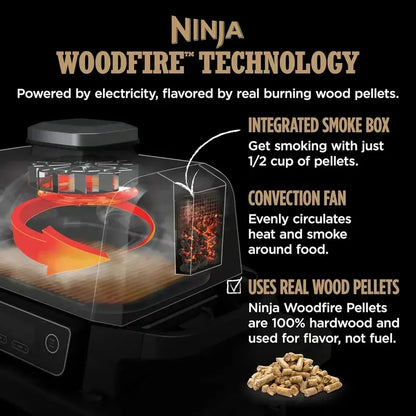 OG751 Woodfire Pro Outdoor Grill — 7-in-1 BBQ Smoker, Air Fryer & Grill with Built-In Thermometer