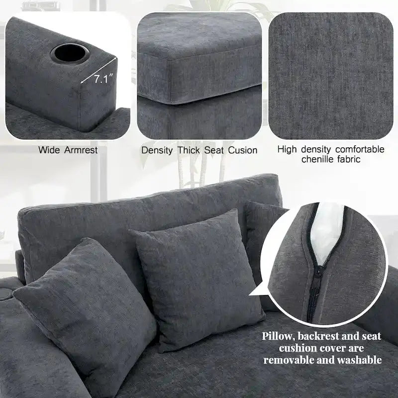 Adjustable Oversized Chaise Lounger  Available in Three Sizes with Complementary Pillows