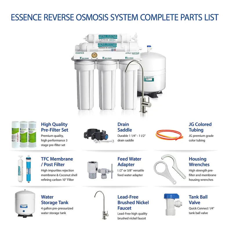 APEC Water 5-Stage Reverse Osmosis System  Removes 99% Impurities, USA-Made, WQA Certified, Includes Lead-Free Faucet