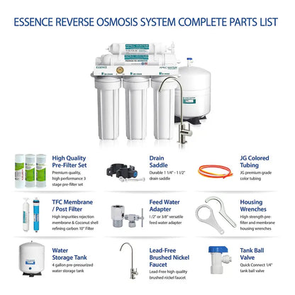 APEC Water 5-Stage Reverse Osmosis System  Removes 99% Impurities, USA-Made, WQA Certified, Includes Lead-Free Faucet