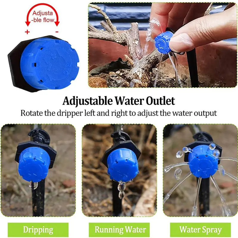 Ruibeauty 50Pcs 1/4inch Adjustable Drip Irrigation Parts, Irrigation Drippers Sprinklers for Drip Irrigation System