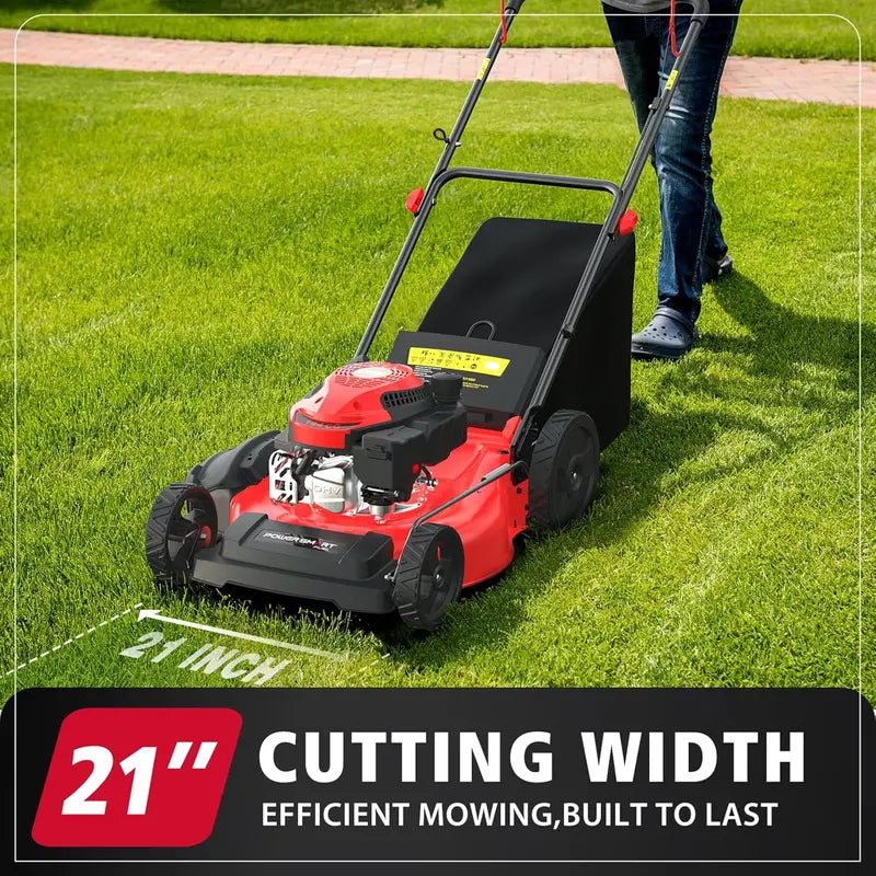 PowerSmart 21″ 144cc 3-in-1 Gas Push Mower with Grass Catcher