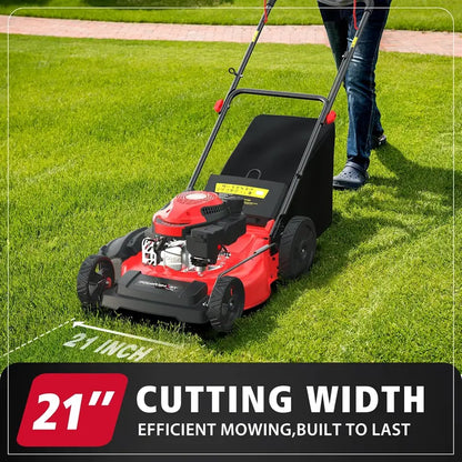 PowerSmart 21″ 144cc 3-in-1 Gas Push Mower with Grass Catcher