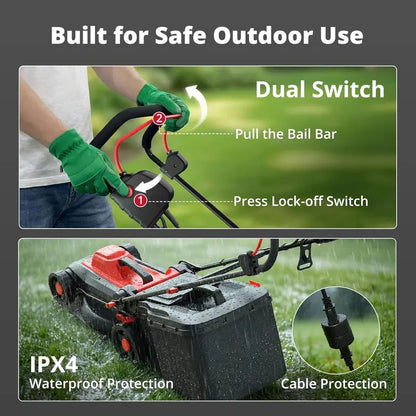 14″ 12.5A Corded Electric Lawn Mower — 2-in-1 Mulching & Side Discharge