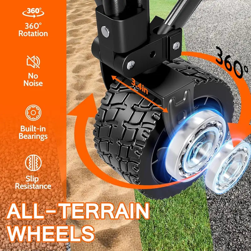 All-Terrain Foldable Beach Cart  Large-Wheel Portable Utility Wagon for Sand, Grass & Gravel