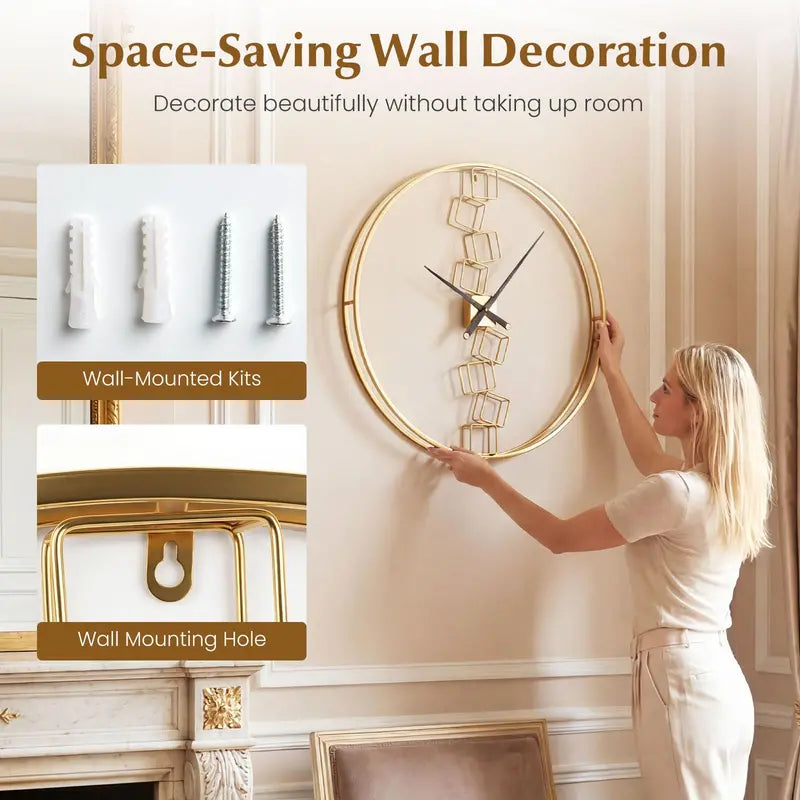 27-Inch Nordic-Style Battery-Powered Metal Wall Clock for Modern Living Rooms