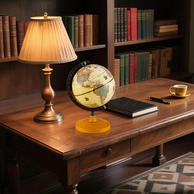 5.5-Inch Vintage-Style World Globe with Curved Alloy Stand