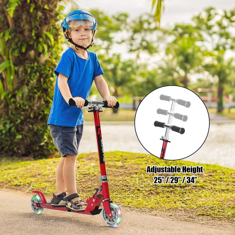 Kids’ Folding Kick Scooter  Aluminum Frame with Dual Flashing LED Wheels