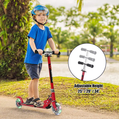 Kids’ Folding Kick Scooter  Aluminum Frame with Dual Flashing LED Wheels