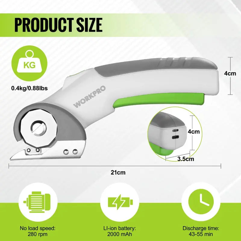 WORKPRO 4V Cordless Electric Scissors  Compact Rechargeable Cutting Tool