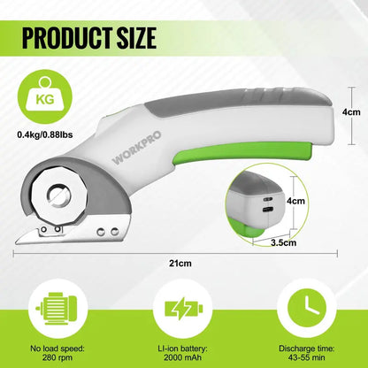 WORKPRO 4V Cordless Electric Scissors  Compact Rechargeable Cutting Tool
