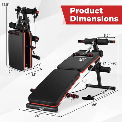 Multi-Functional Sit-Up Bench  Foldable 7-in-1 Workout Station with 4-Height Adjustments