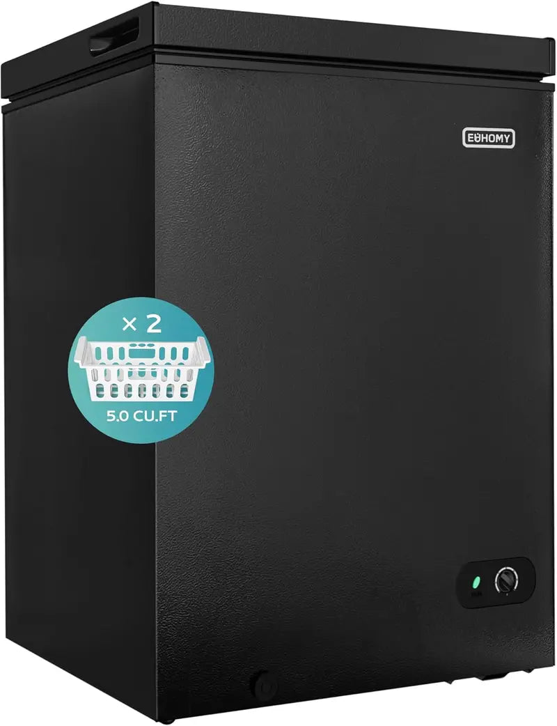 EUHOMY 3.5 Cu. Ft Chest Freezer — Compact Deep Freezer with Removable Basket, 7-Level Thermostat, Energy-Efficient Design