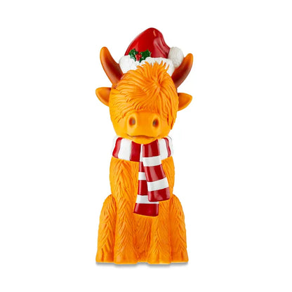 24″ Light-Up Highland Cow with Santa Hat  Outdoor Christmas Decoration