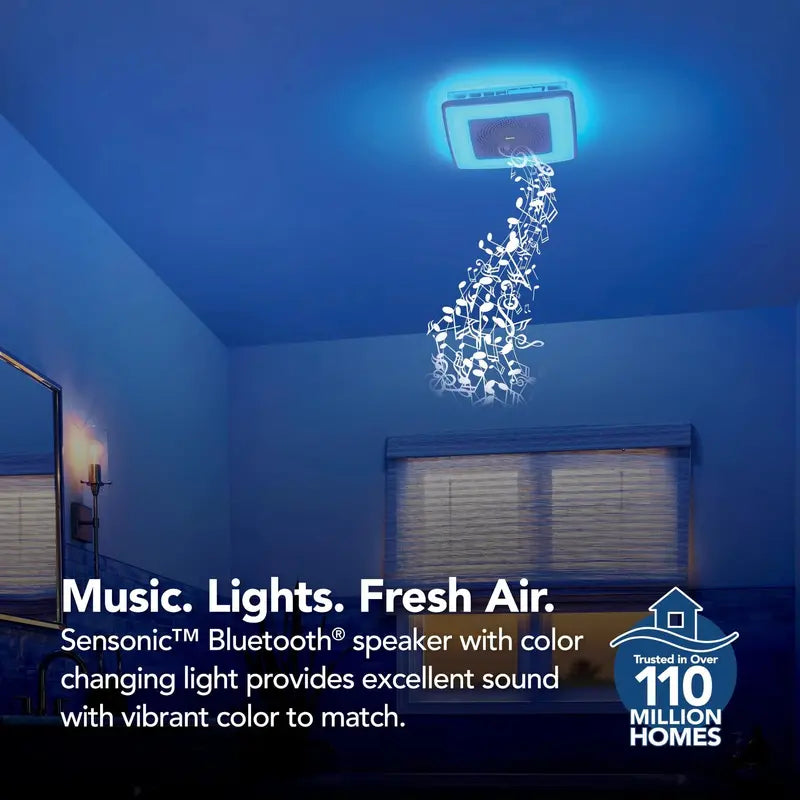 Broan-NuTone ChromaComfort Bathroom Exhaust Fan with LED Light & Bluetooth Speaker, Ultra-Quiet 110 CFM, App-Controlled