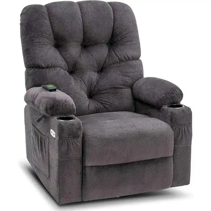 Electric Swivel Glider Recliner  Fabric Single Seat with USB Ports & Cup Holders