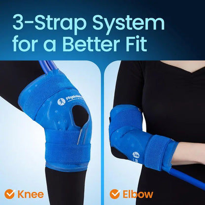 PhysioNatural Wearable Cold Therapy Knee Wrap  Digital Timer, Adjustable Fit & Circulating Cooler Pump