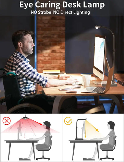 Dual-Head Architect LED Desk Lamp  24W, Flexible Gooseneck, 5 Brightness Settings