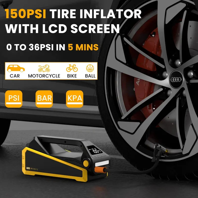 NEXPOW 4000A Jump Starter & 150 PSI Digital Tire Inflator for Gas/10L Diesel Vehicles