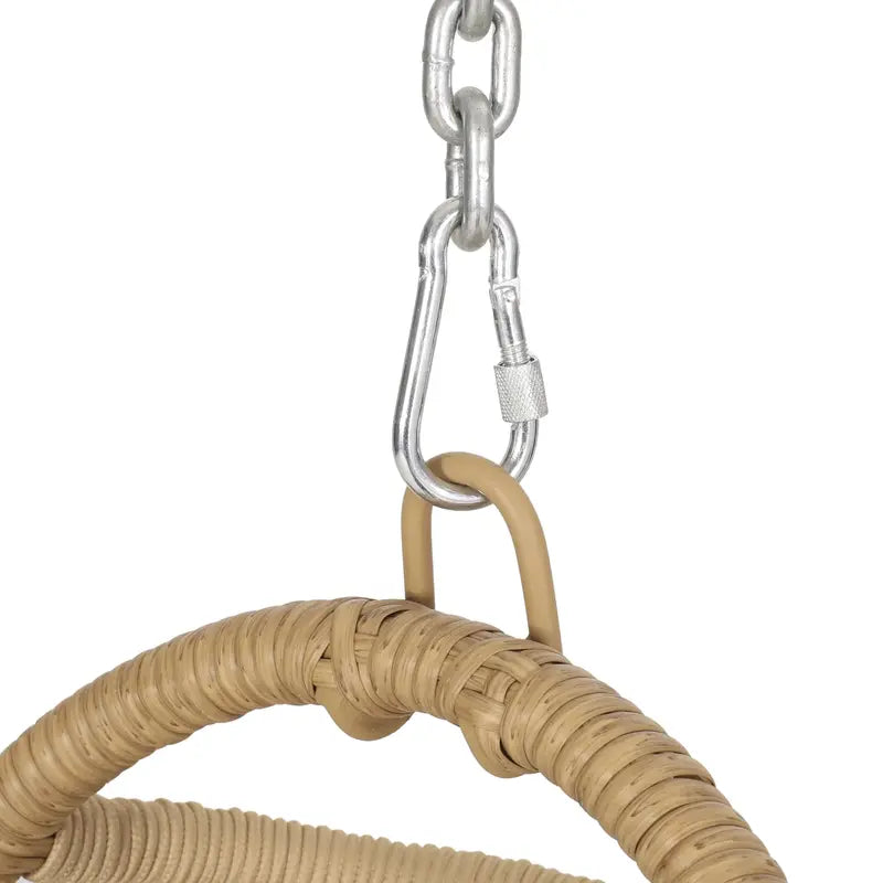 Coloma Foldable Hanging Chair with Wicker & Rope Design  Includes Freestanding Base