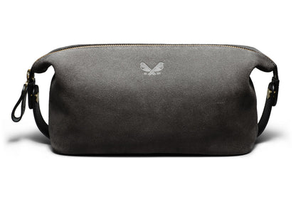 Suede Wash Bag / Dopp Kit - Storm Grey