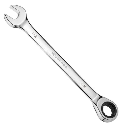 WORKPRO Multi-Size Ratcheting Wrench Set  SAE & Metric, Chrome Vanadium Construction