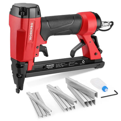 WORKPRO Pneumatic 21/22-Gauge Staple Gun for Upholstery  Includes Staples (1/4″5/8″)