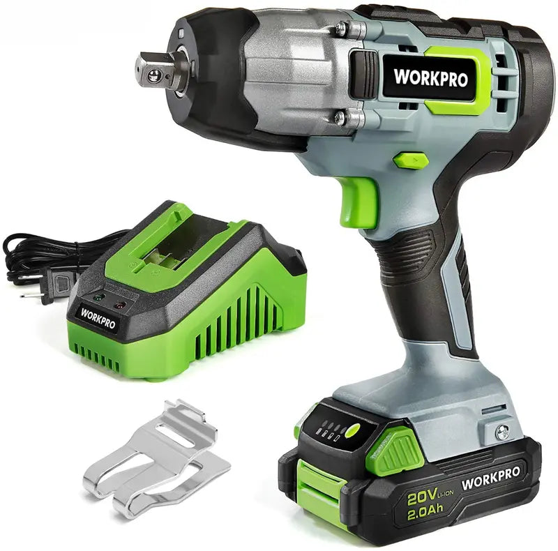 WORKPRO 20V Cordless Impact Wrench with Fast Charger & Belt Clip