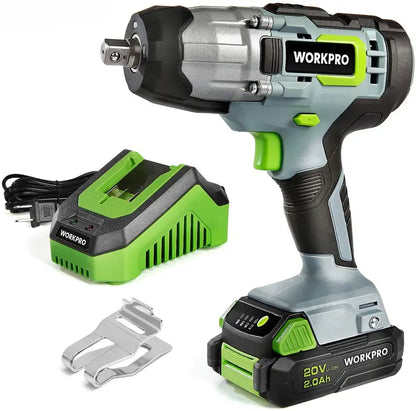 WORKPRO 20V Cordless Impact Wrench with Fast Charger & Belt Clip