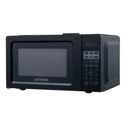 Proctor Silex 0.6 Cu Ft Countertop Microwave  700W, 10 Power Levels, Green LED Display
