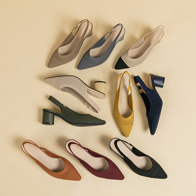 Chaussures à Talons Blocs et Bout Pointu