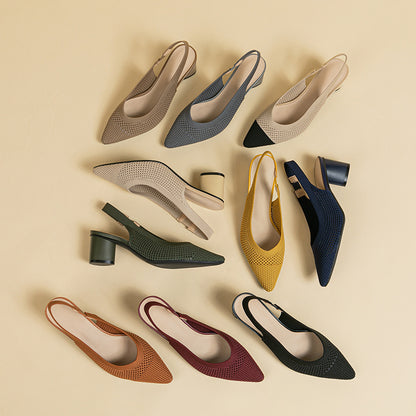 Chaussures à Talons Blocs et Bout Pointu