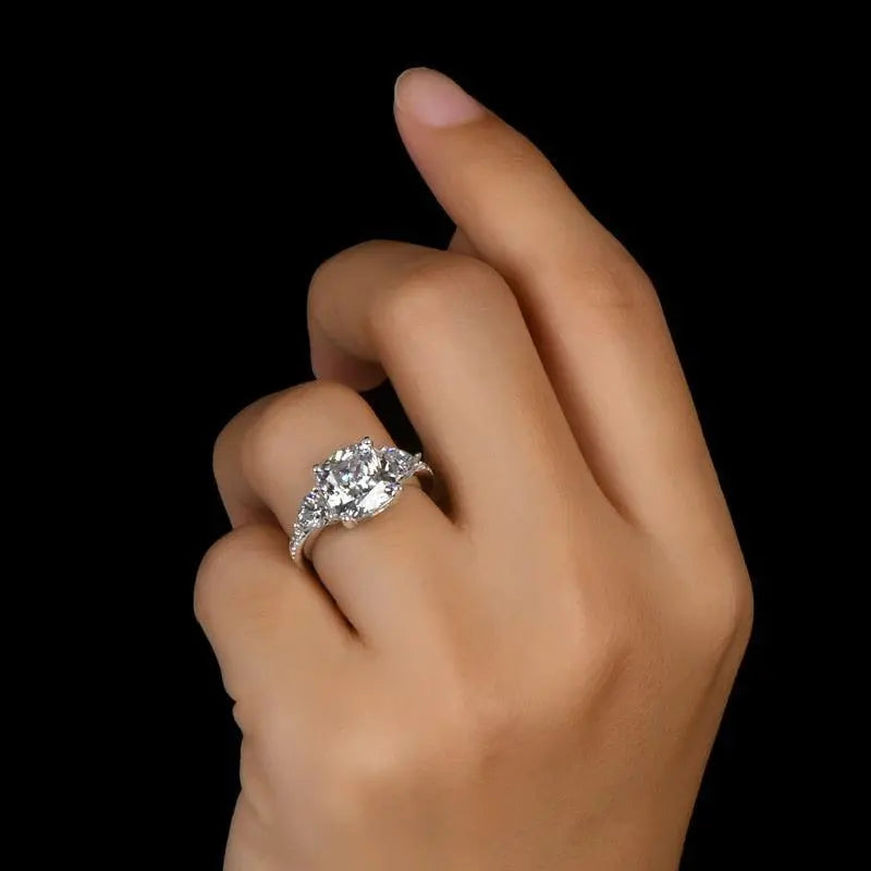 Cushion-Cut Center Stone Engagement Ring with Classic Prong Setting
