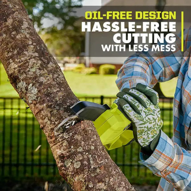 RYOBI ONE+ 18V 6″ Cordless Pruning Chainsaw Tool Only  Compact, Tool-less Tensioning, Oil-Free, 3-Year Warranty
