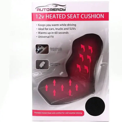 Autodrive 12V Heated Seat Cushion with Universal Fit & Auto Shut-Off for Cars