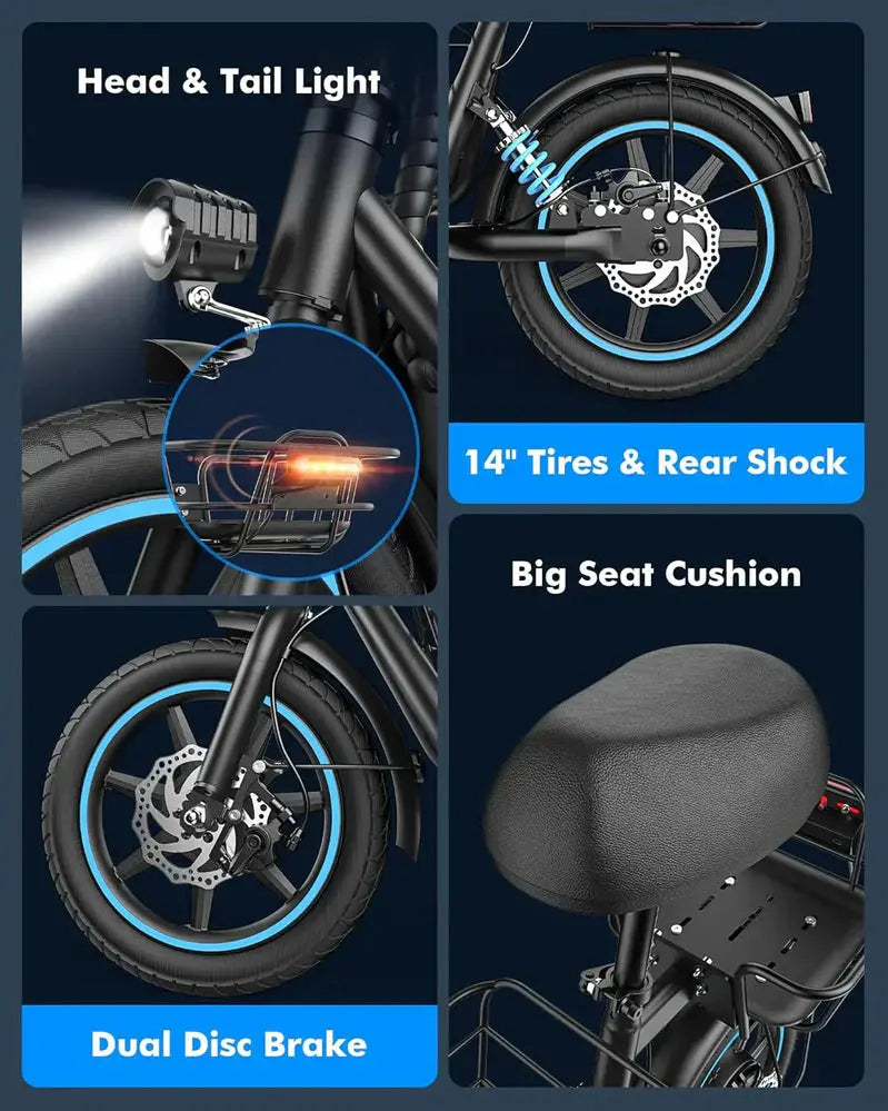 Electric Scooter for Adults  Foldable Commuter Scooter with Oversized Front Basket