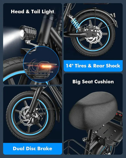 Electric Scooter for Adults  Foldable Commuter Scooter with Oversized Front Basket