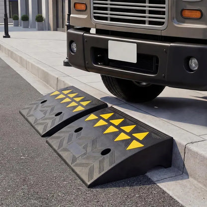 Dual-Pack Rubber Curb Ramp  Driveway Threshold Ramps with 5-Inch and 6.3-Inch Height Options