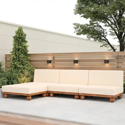 Scott Living Dulcie L-Shaped Acacia Wood Outdoor Sectional  4-Piece Set with Removable Cushions