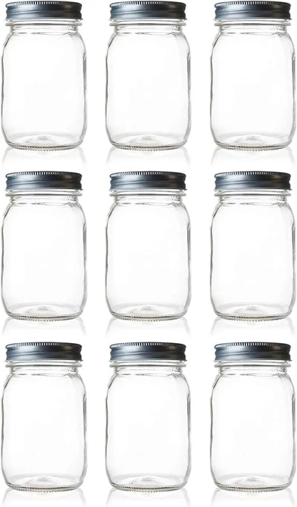 Seacoast Regular Mouth Mason Jars with Steel Lids and Bands, 16-Ounces  (Set Of  9 Pieces)