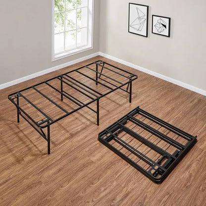Mainstays High-Profile Foldable Queen Platform Bed Frame  18-Inch Steel Base in Black