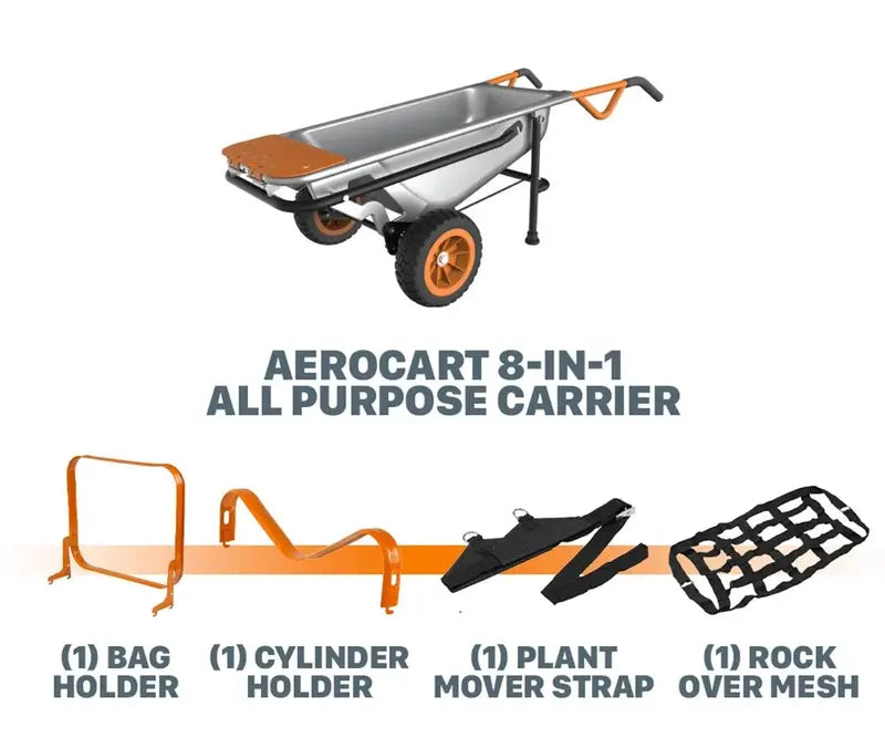 WORX AEROCart WG050  8-in-1 Multi-Function Yard Cart, Wheelbarrow & Dolly