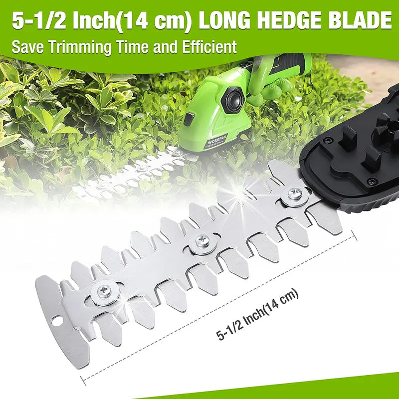 WORKPRO 7.2V Dual-Function Cordless Trimmer  Handheld Hedge Shear and Grass Trimmer in One